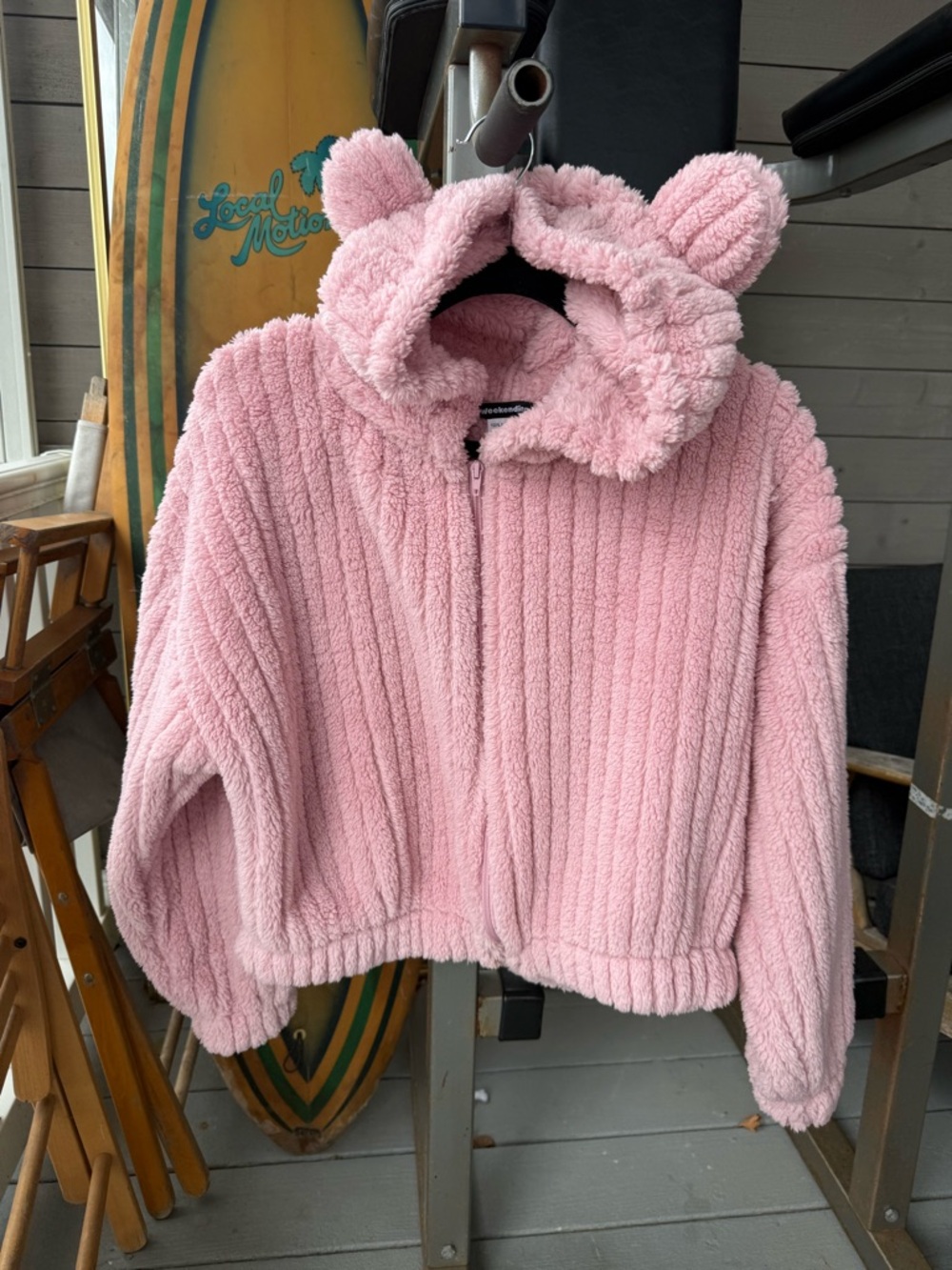 Cozy Pink Plush Zip-Up wook Jacket with Hood
